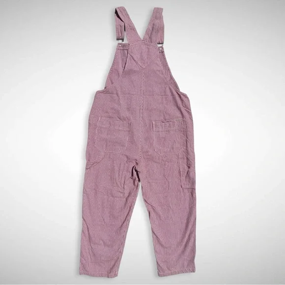 Brixton Christina Red White Checkerboard Denim Carpenter Overall Work Wear large - Picture 13 of 16